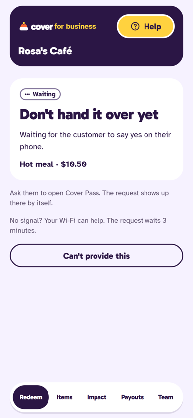 Cover for Business: Don't hand it over yet, waiting for the customer to say yes