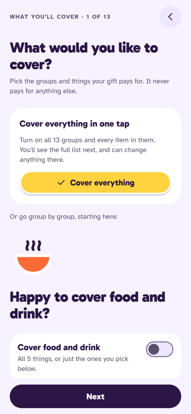 Cover: Happy to cover food and drink? with the switch off